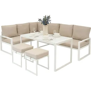 Aluminium 5-teiliges Ecksofa-Set - Weiß - Weiß