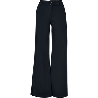 Urban Classics Chino - Ladies High Waist Wide Leg Chino Pants - W28L33 bis W30L34 - für Damen - Größe W29L34 - schwarz - W29L34