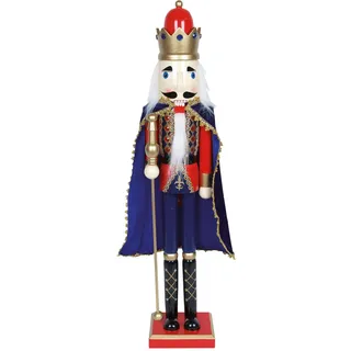Nussknacker Figur groß XXL / 80 cm/König/Soldat/Trommler/Deko Figur Nussknacker Holz/handbemalt im Kunsthandwerks-Stil/weihnachtlich dekorieren (König)