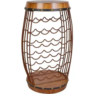 LebensWohnArt Weinregal Weinfass Flaschenregal BOTELLA 80cm braun Pinienholz 23 Flaschen