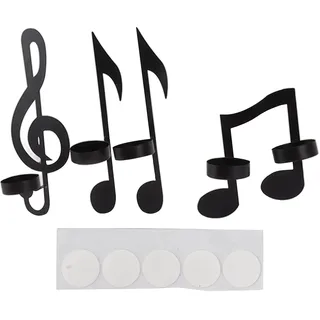 AUNMAS 4 Stück Schwarz Musik Note Wandleuchter, Einzigartiger Eiserner Musiknoten-Kerzenständer Wandhalterung Hängende Teelicht Kerze für Hochzeiten, Aktivitäten, Aromatherapie, Hydrotherapie