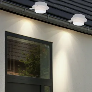Harms Import 2x LED Solar Dachrinnen Leuchten weiß Garagen Lampen Außen Garten Zaun Beleuchtung