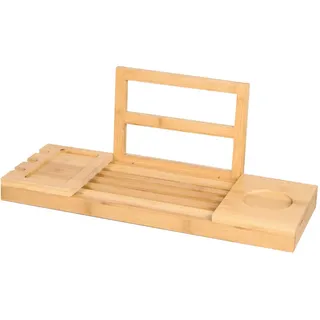 Badewannenablage, Braun, Holz, Bambus, 18x20x92 cm, für alle handelsüblichen Badewannen geeignet, ausziehbar, Badaccessoires, Duschzubehör, Duschkörbe