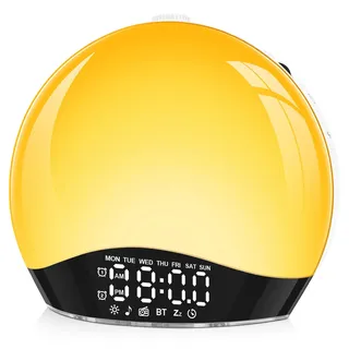 Cadrim Bluetooth Tageslichtwecker Lichtwecker, Wake Up Licht Lichtwecker, 17 Farblicht, 22 natürlichen Sounds & FM Radio, Sonnenaufgang Sonnenuntergangssimulation, für Erwachsene & Kinder