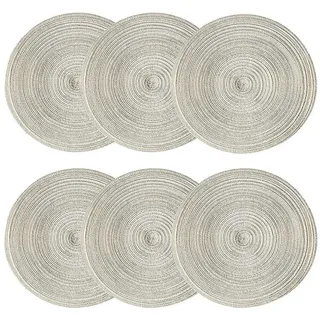 LuxusKollektion Platzset 6er Set Tischsets Rund Beige 38cm Baumwolle, (6-St) beige