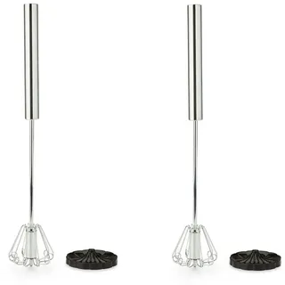 FALINGO Schneebesen-Rührelement Quirl Handrührer Milchaufschäumer zum Mixen & Rühren inkl. Standrack, Hohe Schlagkraft, Ersetzt elektrischen Mixer schwarz