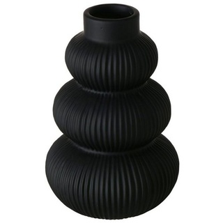 BOLTZE Dekovase Blumenvase Schwarz Matt 21cm Moderne Boho Stil aus Keramik