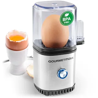 GOURMETmaxx Eierkocher für 1 Ei + Messbecher + Eipicker Silber