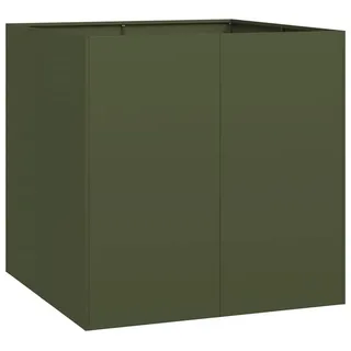 vidaXL Pflanzgefäß Olivgrün 80x80x80 cm Stahl