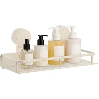 Calolin Saugnapf-Duschablage Ohne Bohren, Aluminium-Badezimmer-Organizer, Badezimmerregal mit 10 kg Tragfähigkeit, Schnellinstallations-Duschablage mit Drehbarer Vakuumsaugfunktion