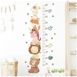 Montegoni Wandsticker Kinder Tier Wandsticker,Wandaufkleber Deko, (Wandtattoo mit Waldtieren für Kinderzimmer, niedlichen Einhorn Tiere Höhe Messung Wandaufkleber), wasserdichte abnehmbare.