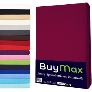 Buymax Spannbettlaken 70x140cm Doppelpack 100% Baumwolle Kinderbett Spannbetttuch Baby Bettlaken Jersey, Matratzenhöhe bis 15 cm, Farbe Bordeaux