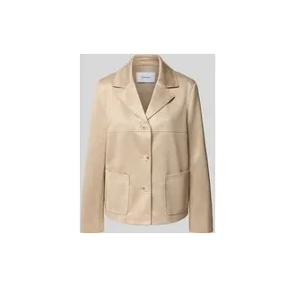 Regular Fit Blazer in Leder-Optik mit aufgesetzten Taschen, Sand, 46