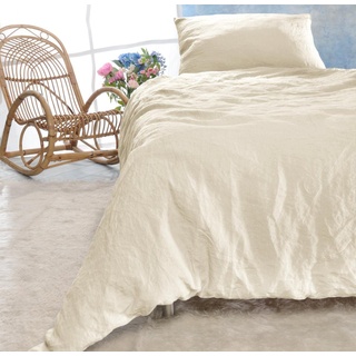 Bettwäsche Leinen Bettwäsche-Set "Sintra" 100% Leinen - hergestellt in Portugal, Wohnen und Accessoires GmbH & Co. KG, 2 teilig, 100% Leinen beige 1 St. x 155 cm x 220 cm