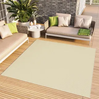 TAPISO Mono Quadrat Teppich Kurzflor Indoor Outdoor UV-beständig Creme Einfarbig Wohnzimmer Schlafzimmer Kinderzimmer Modern ÖKO-TEX 250 x 250 cm