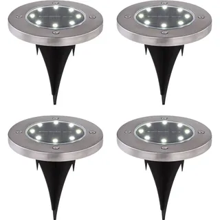 GLOBO Solarleuchte Edelstahl 4er Set spritzwassergeschützt schwarz