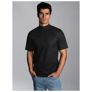T-Shirt TRIGEMA "TRIGEMA T-Shirt mit Stehkragen", Herren, Gr. S, schwarz, Single Jersey, 100% Baumwolle, Basic, lang, ohne Ausschnitt, Shirts T-Shirt