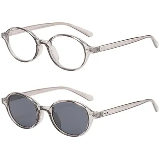CHSZSH 2 Paar Runde Sonnenbrillen, Vintage-Sonnenbrillen, Damensonnenbrillen, Sonnenbrillen Mit Klarem Rahmen, Augenaccessoires - Einheitsgröße