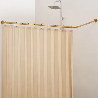 Crkmire Duschvorhangstange L Form verstellbar 61–94x61–94cm, Duschstange L-förmige Eckduschstange mit Deckenhalterung, 15 kg Tragkraft, rostfrei, inkl. 12 Haken, kein Durchhängen (Bohrmontage)
