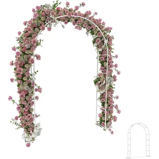 YRHome Rosenbogen aus Metall stabil Gartenbogen 192 x 38 x 240 cm Rosenbögen Rosengestell Pflanzenständer für Rosen und Kletterpflanzen Rankhilfe für Garten Dekoration Hochzeitsdekoration Weiß