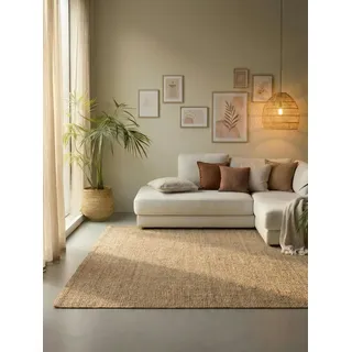 Hanse Home Jute Teppich – Natur Wohnzimmerteppich aus 100% Jute - Handgewebt & Natürlich – Boho Naturfaser Juteteppich für Wohnzimmer, Schlafzimmer, Esszimmer – Natur Gold, 120x170cm