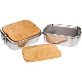 Holz Frank Wasserdichte Edelstahl Lunchbox 1200ml mit FSC® Kirsche geölt Schneidebrett