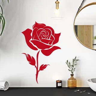 GRAZDesign Blumen Rose Wandtattoo Blüte für Wohnzimmer, Küche, Flur, Auf Wand Schrank Tür - Wandaufkleber - 47x30cm / rot