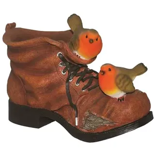 Vivid Arts Vogelblumentopf (Redstart Bird Flower Pot) - Rotkehlchen-Motiv, Frostbeständig, UV-beständig, Outdoor, Mittelgroß, Mehrfarbig