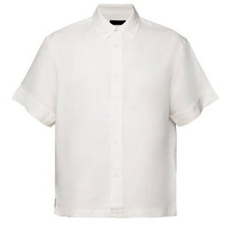 Esprit Collection Businesshemd Kurzarmhemd, Leinenmix weiß