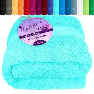 Lashuma Saunatuch XXL Handtuch, Frottee (1-St), Badetuch Damen & Badehandtuch Herren 100x200 cm - Saunahandtuch 80x220 blau 100 cm x 200 cm