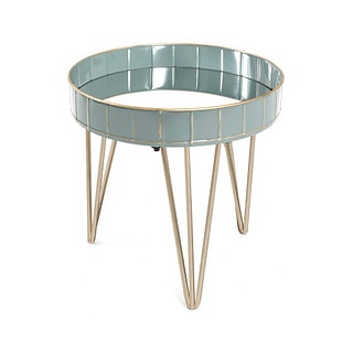 HAKU Möbel Beistelltisch Spiegelglas gold-grau-blau 41,0 x 41,0 x 40,0 cm