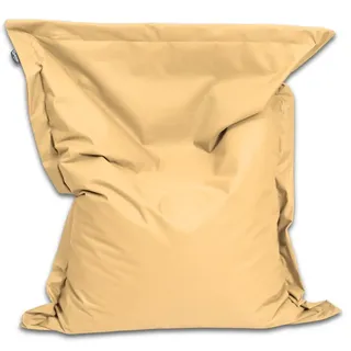BuBiBag Sitzsack 100x70 cm mit Füllung – Handgefertigt – Bean Bag Indoor & Outdoor – Bodenkissen Liegekissen Kinder & Jugendliche – wasserabweisend bequem – Beige