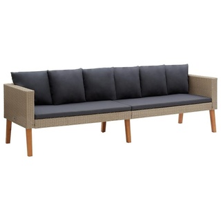 vidaXL Loungesofa 3-Sitzer-Gartensofa mit Auflagen Poly Rattan Beige, 1 Teile beige