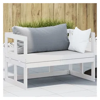 vidaXL 2-in-1 Gartensofa Verlängerbar Loungesofa weiß