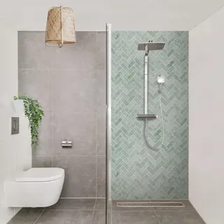Duschrückwand mit Motiv selbstklebend - 0.35 mm Wandpaneel wasserfest Design grün Fliesenoptik Abstrakt Badrückwand fugenlos Smart matt 80x200 cm - Grün