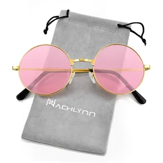 NACHLYNN Hippie Sonnenbrille 60er 70er Jahre Runde Hippie Brille Party Sonnenbrille für Damen Men