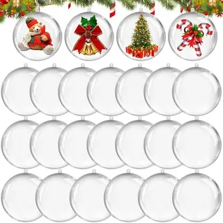 Weihnachtskugeln transparent befüllbar 20 Stück 8 cm Kunststoff Christbaumschmuck Party Deko