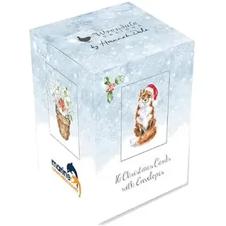 Wrendale weihnachtliches Mini-Karten Set, in Box, 16 Karten, 4 verschiedene Motive Hirsch/Rotkehlchen/Fuchs/Schneehase,