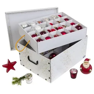 Kreher Set: 3 x Karton für Christbaumkugeln_Dekor: Retro Weiß / Gold