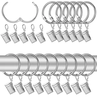 50 Stück Gardinenringe Vorhangringe, Vorhangstangenring Clips Verstärkte | Vorhangringe mit Clips, Gardinenklammern, Gardinenringe mit Clips von Gardinen in Küche, Bad, Schlafzimmer, Wohnzimmer
