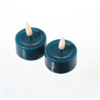 Deluxe Homeart 2x LED Teelichter Mia flackernd mit Batterien D: 4,1cm in petrol | Gr.: onesize