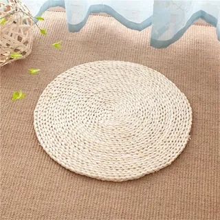 1 Stück Jute Teppich Rund,Handgewebter Wohnzimmerteppich ,Naturjute großer ökologischer und reversibler Teppich for Wohnkultur.(Size:60cm(23.6 inch),Color:Beige)