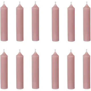 IB Laursen 12x Stabkerzen in Rosa Malva 11 cm - Kerzen aus Paraffin - Leuchterkerzen Spitzkerzen für Kerzenstände Wachskerzen