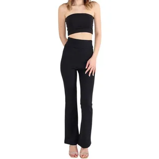 fashionshowcase Schlaghose Damen Scuba Hose High Waist elastisch für Yoga Freizeit & Abendmode Knitterfrei, Bequem & Figurbetont schwarz 4XL (46)