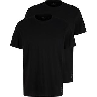 TOM TAILOR Herren Crewneck T-Shirt im Doppelpack, 29999 - Black, S