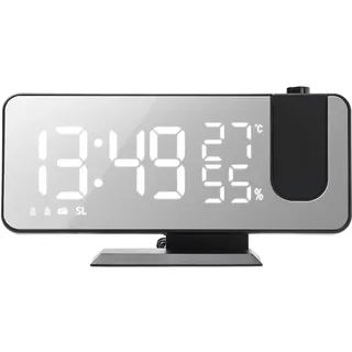 Wecker, Deckenprojektor, Funkwecker, Projektion, Decke, 180 °, Radio, Digitaluhr, Feuchtigkeitsmonitor, Temperatur für Kinderzimmer