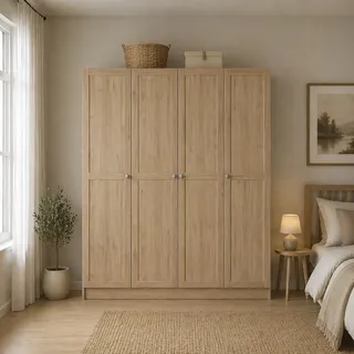 Kleiderschrank HOME AFFAIRE "Billund, skandinavisches Design & viel Stauraum", braun (jackson hickory), B:195,5cm H:200cm T:62cm, FSC-zertifizierter Holzwerkstoff, Schränke, Kleiderschrank, Viel Stauraum mit Böden & Kleiderstange, praktische Aufteilung