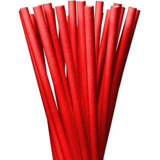 LAGETTO Jumbo Trinkhalme Papier XXL: 8 x 250 mm - 6 Farben 3 Packungsgrößen - Cocktail Strohhalme Papierstrohhalme Papiertrinkhalme (Rot, 100 Stück)