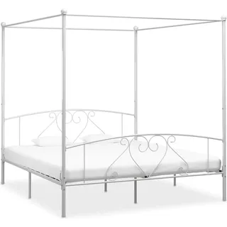 The Living Store Himmelbett-Gestell Weiß Metall 180 x 200 cm - Weiß