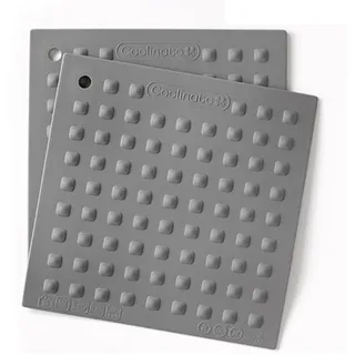COOLINATO Topflappen-Set aus Platin-Silikon hitzebeständig 2tlg., je 20x20cm